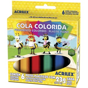 COLA COLORIDA COM 6 UNIDADES ACRILEX
